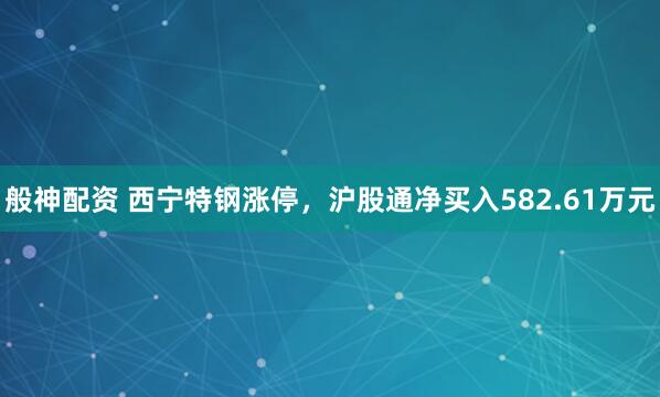 般神配资 西宁特钢涨停，沪股通净买入582.61万元