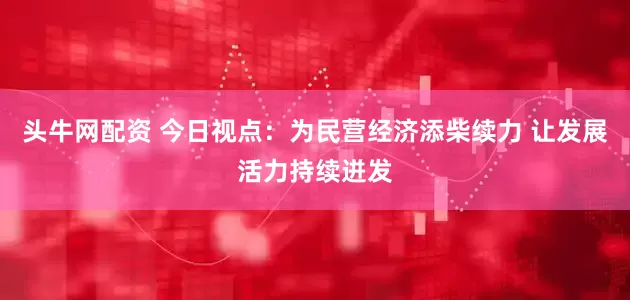 头牛网配资 今日视点：为民营经济添柴续力 让发展活力持续迸发